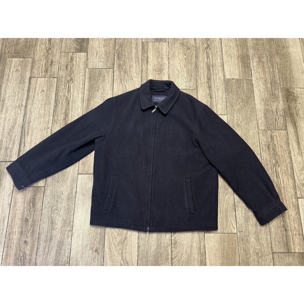 Roundtree & Yorke Jacket Men's Large Navy Blue Wool Blend Zip Front Coat